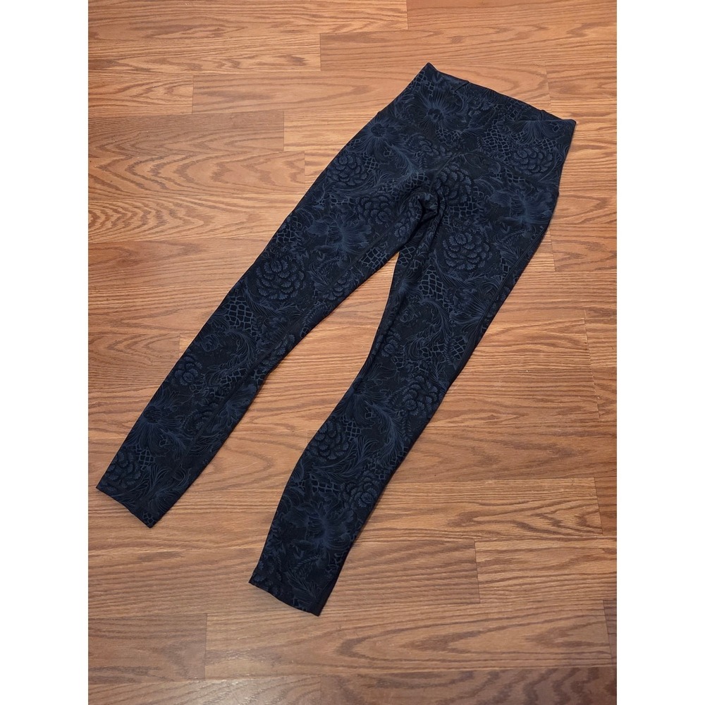Lululemon Train Times 7/8 Pant Lace Flow Black Soot Leggings‎ Size 4 W5AOQS